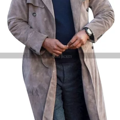John Shaft Grey Suede Leather Coat