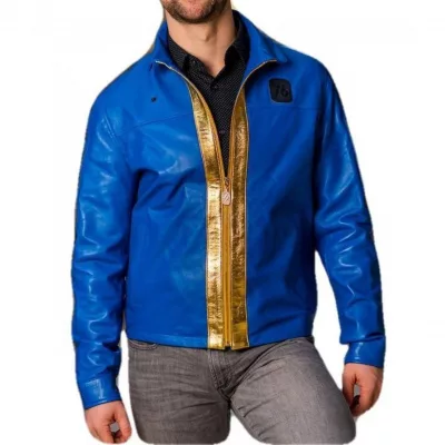 Fallout 76 Video Game Vault Blue Leather Jacket