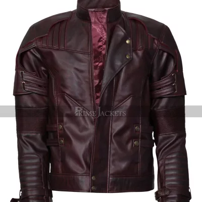 Guardians of the Galaxy Vol 2 Chris Pratt Distressed Maroon Leather Jacket