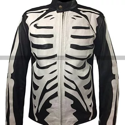 Skeleton Sketch Bones Biker Leather Jacket