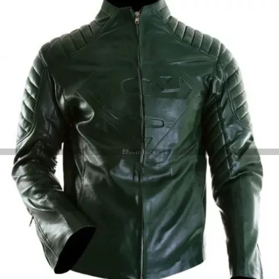 Clark Kent Smallville Superman Men Green Leather Jacket