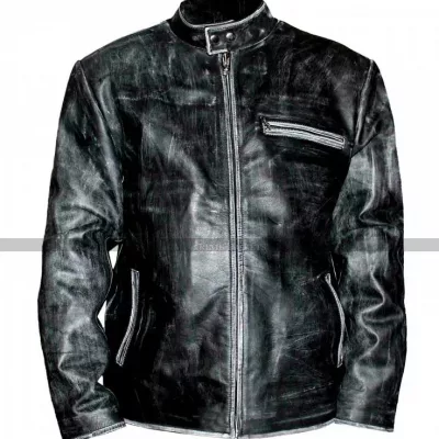 Tom Cruise Distressed Black Motorcycle Leather Jacket