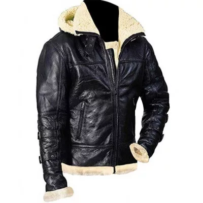 B 3 Hooded Sheepskin Bomber Jacket