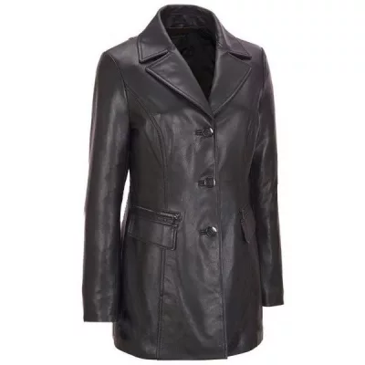 Women's Black Petite Trench Coat
