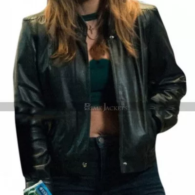 Ally A Star Is Born Black Biker Leather Jacket
