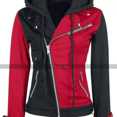 Black & Red Zip Up Harley Quinn Hoodie